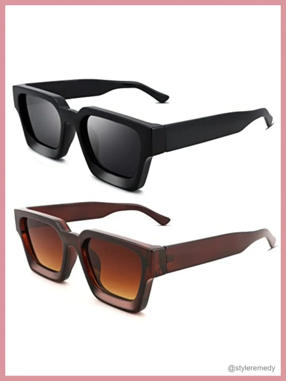 Thick Rectangle Sunglasses Retro Chunky 90s UV400 Protection Unisex